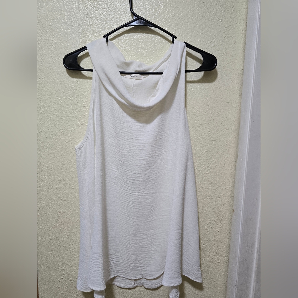 Tres Bien White Cowl Neck Blouse